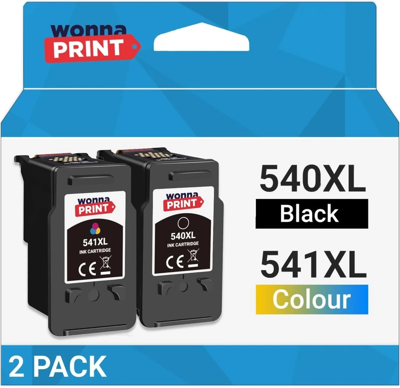 WonnaPrint 540XL 541XL Ink Cartridges replacement for Canon 540 PG-540XL Black and 541 CL-541XL Colour for PIXMA MG3250 MG3550 MG3600 MG3650 MG3650S MG4250 MX475 TS5150 TS5151
