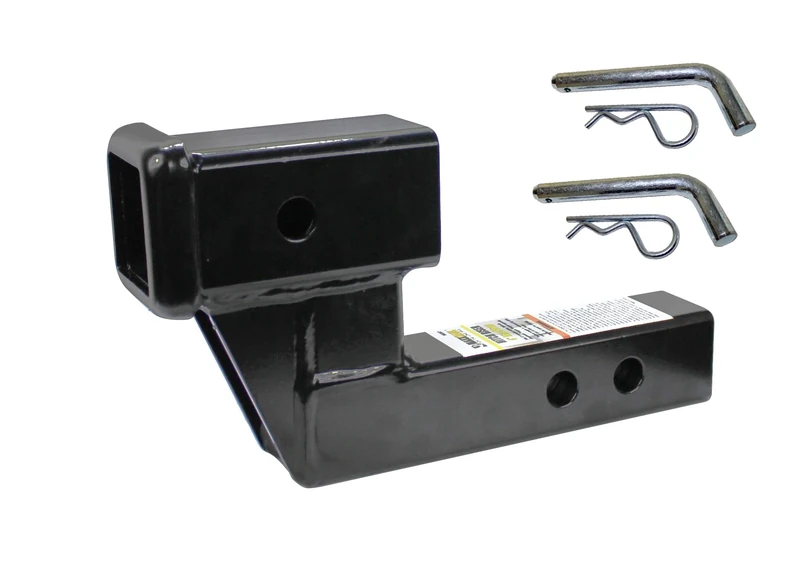 MaxxHaul 50908 Trailer Hitch Riser for 2 Inch Receiver with 4 Inch Rise & Drop with Solid Shaft, with 2 Pack Hitch Pins