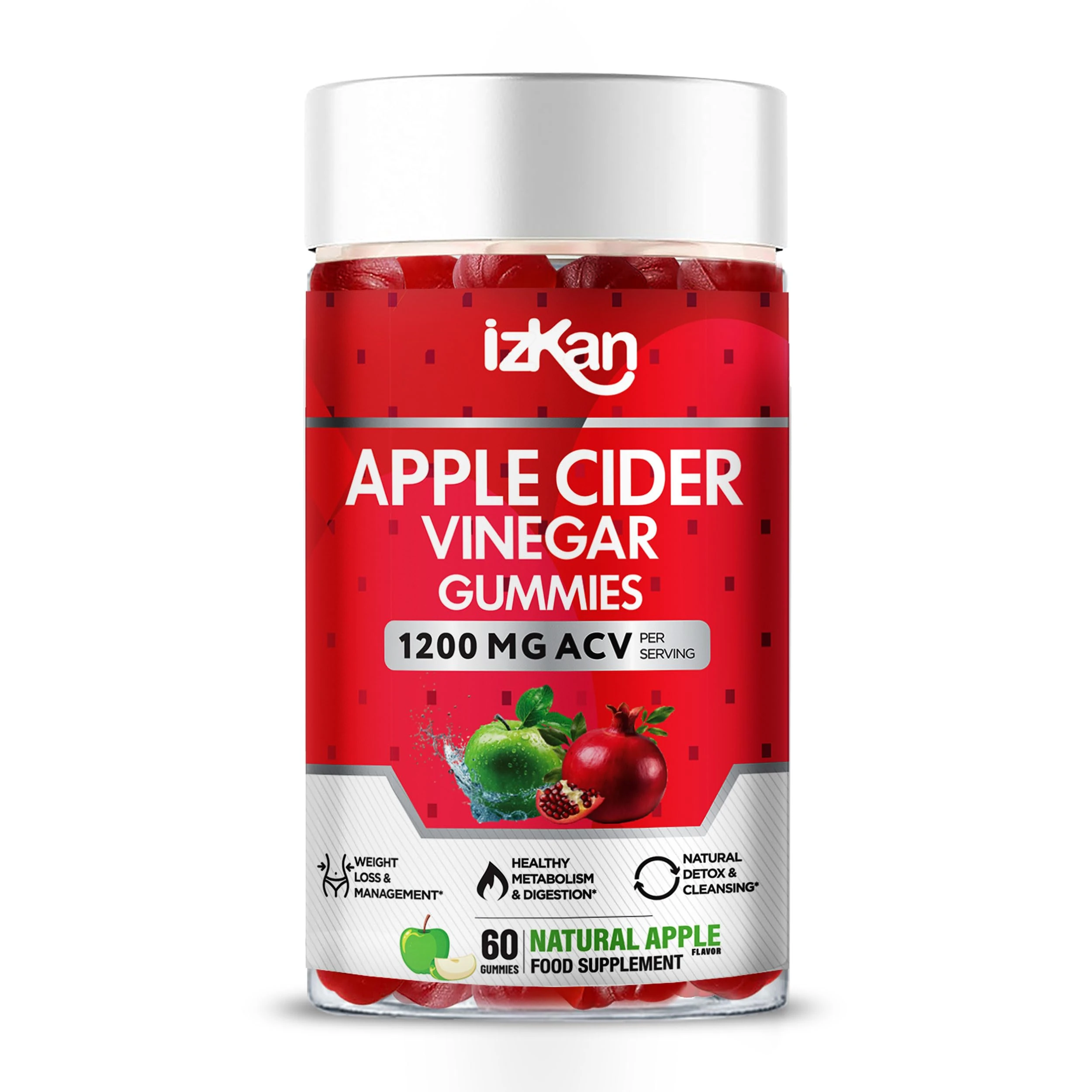 Apple Cider Vinegar Gummies with Mother 1200mg –ACV Gummies - | Digestive Health, Energy, Immune and Metabolism Support | - with Vitamin B12, B6 & Beetroot & Pomegranate Vegan 60 Count (1X)