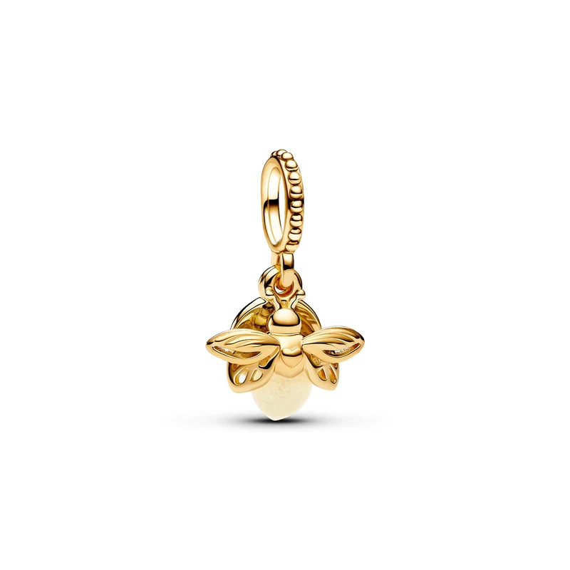 Pandora Moments Firefly 14k gold-plated dangle with yellow photoluminescent glass