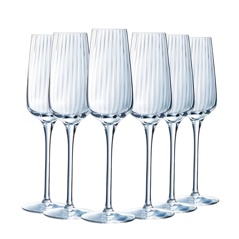 Chef & Sommelier Symétrie Collection 6 Krysta High-End Lens Champagne Flutes, 21 cl, Made in France