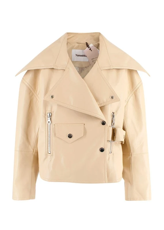 Nanushka Pre-loved Ado cream regenerated leather jacket