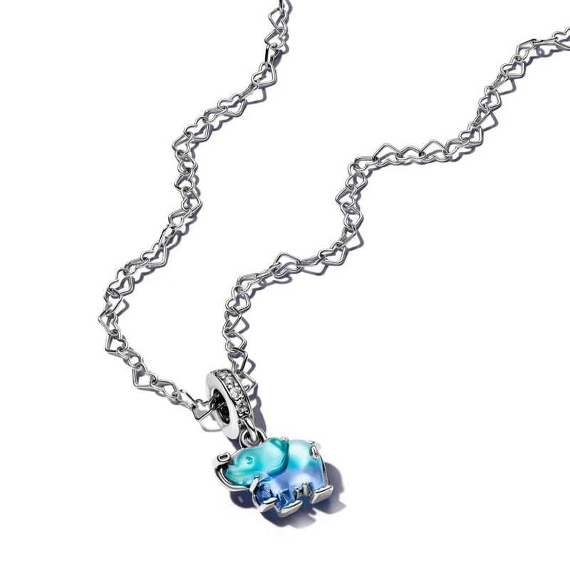 Pandora Blue Murano Glass Elephant Dangle Charm- No Box