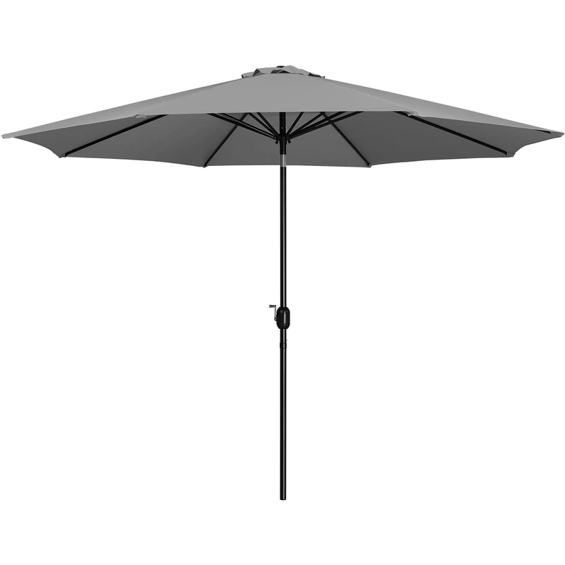Yaheetech Garden Parasol Umbrella 3.2m Patio Table Umbrella Outdoor Sun Shade for Garden with Crank Handle & 8 Metal Ribs for Backyard/Deck Grey