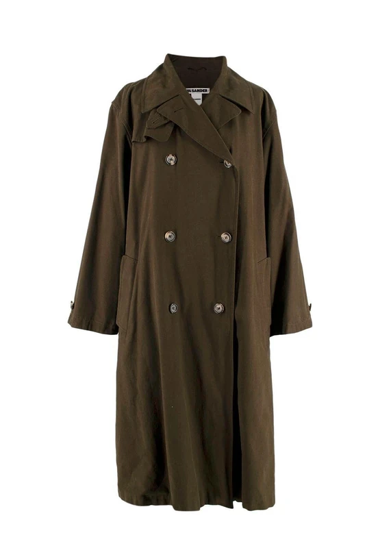 Jil Sander Pre-loved Khaki Double Breasted Trench Coat