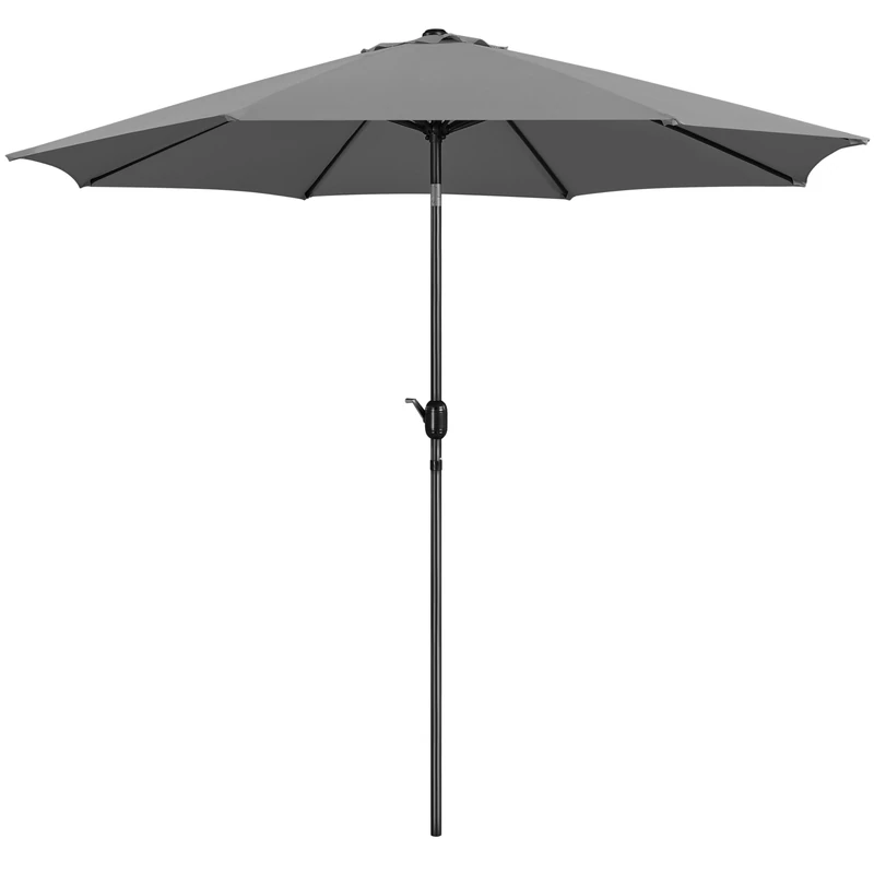 Yaheetech Garden Parasol Umbrella 3M Patio Table Umbrella Outdoor Sun Shade for Garden with Crank Handle & 8 Metal Ribs for Backyard/Deck -Grey
