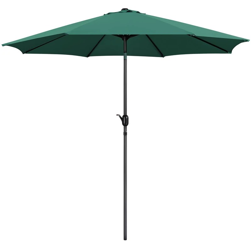 Yaheetech Garden Parasol Umbrella 3M Patio Table Umbrella Outdoor Sun Shade with Crank Handle & 8 Metal Ribs for Garden/Backyard/Deck -Dark Green