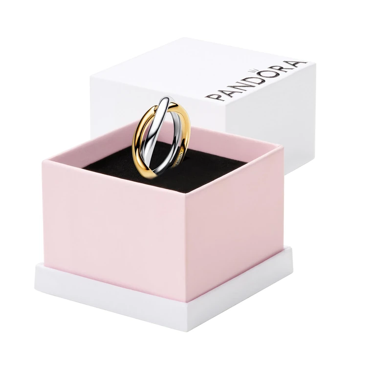 Pandora Essence Sterling silver and 14k gold-plated entwined rings, 58