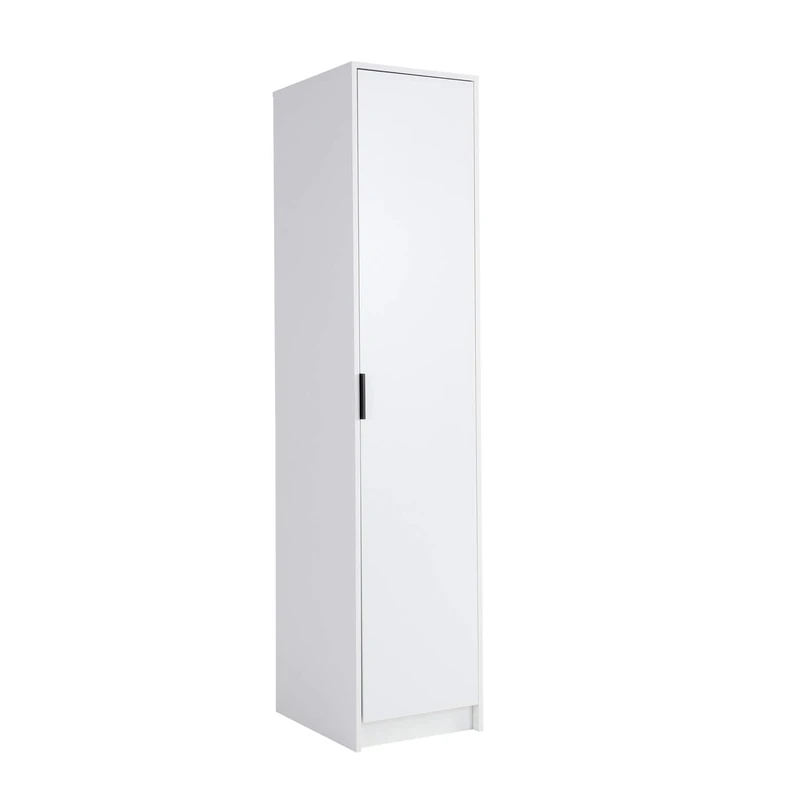 Home Source Phoenix Wardrobe with 1 Door | 180cm Tall White| Hanging Rail & Storage Shelf | Contemporary Bedroom Furniture | 40D x 48W x 180H cm