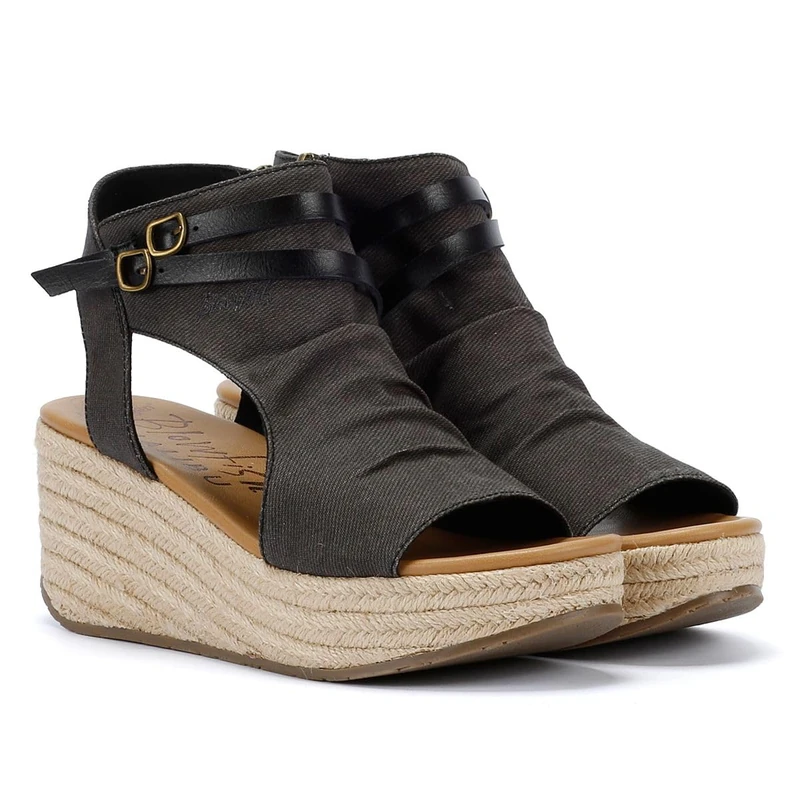 Blowfish Malibu Womens Lacey-C-Rope Wedge Sandal, Black, UK 8