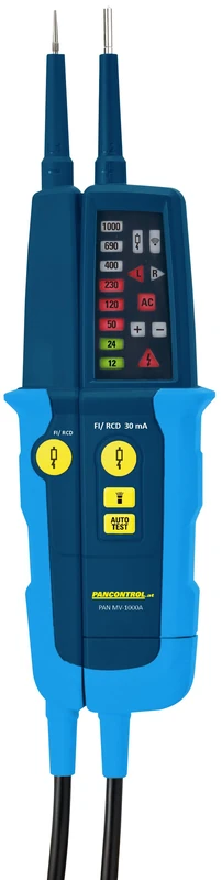 Kopp Voltage and Continuity Tester, LED Display, 12-1000 V AC/DC, 30 mA FI Test + Rotating Field Display, CAT III 1000 V/CAT IV 600 V, 324270019
