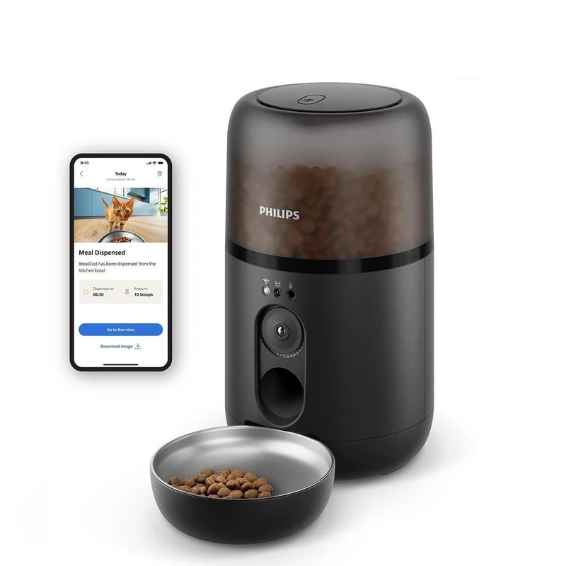 Philips Pet Series Smart Feeder with Camera, Motion Detection, Schedule Meals, Refill notification, Anti-clogging Technology, Fresh Food, Easy to Clean, App connectivity (PAW5320/02)