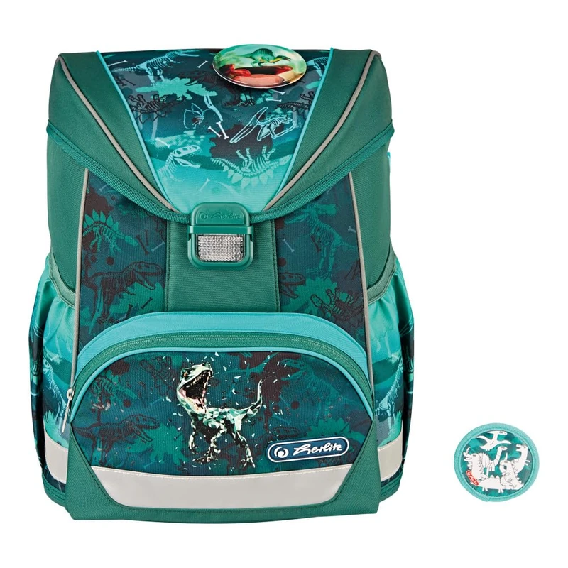 Herlitz Unisex Children's Ultralight Green Rex School Bag, Multicoloured, M, Multi-Coloured, M