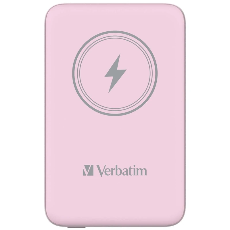 Verbatim Magnetic Power Bank 10000 mAh, Wireless Charger 15 W, 20 W PD via USB-C, Power Bank Small and Magnetic for iPhone 15, 14, 13, 12, Pro, Max, iPad, Pink