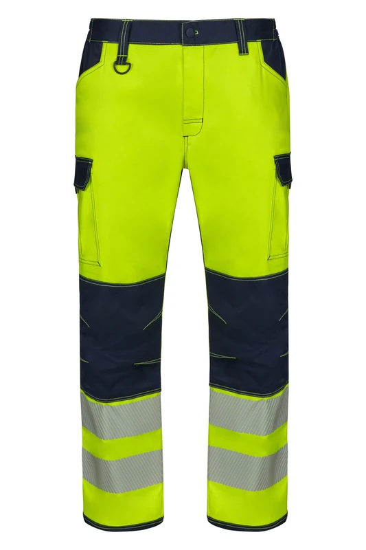 VELILLA 303010S Stretch Trousers with Segmented Tape Knees, Navy Blue and Fluor Yellow, Size 2XL, Navy Blue and Fluorescent Yellow, XXL