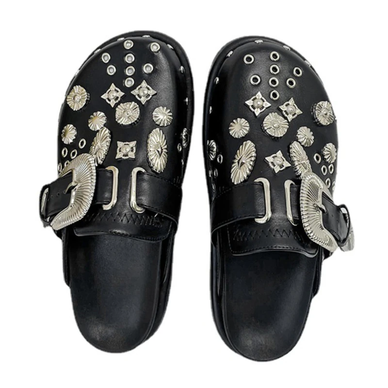 Vhitler Y2k Shoes Emo Shoes Platform Slippers Grunge Womens Clogs Punk Clothes Platform Clogs, Black, 8-8.5 - Image 1
