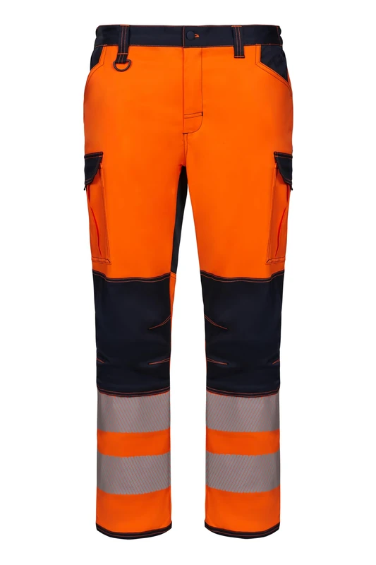 VELILLA 303010S Stretch Trousers with Segmented Tape Knees, Navy Blue and Fluor Orange, Size L, Navy Blue and Fluorescent Orange, L