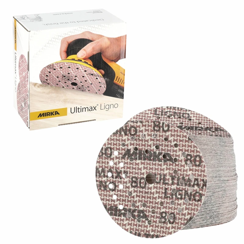Mirka Ultimax Ligno Ø 125mm sanding discs Hook & Loop Multifit/grit 80/100 pieces/multi-perforation/for sanding wooden surfaces