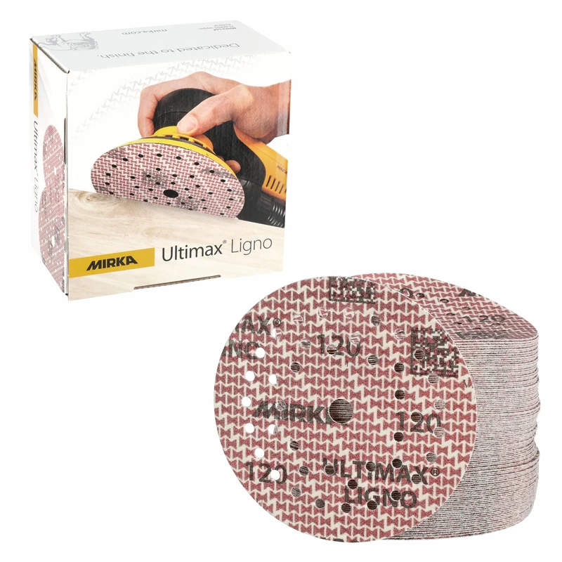 Mirka Ultimax Ligno Ø 125mm sanding discs Hook & Loop Multifit/grit 120/100 pieces/multi-perforation/for sanding wooden surfaces