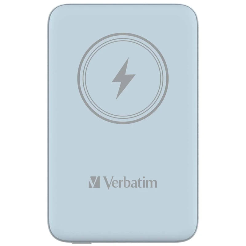 Verbatim Magnetic Power Bank 10000 mAh, Wireless Charger 15 W, 20 W PD via USB-C, Power Bank Small and Magnetic for iPhone 15, 14, 13, 12, Pro, Max, iPad, Blue
