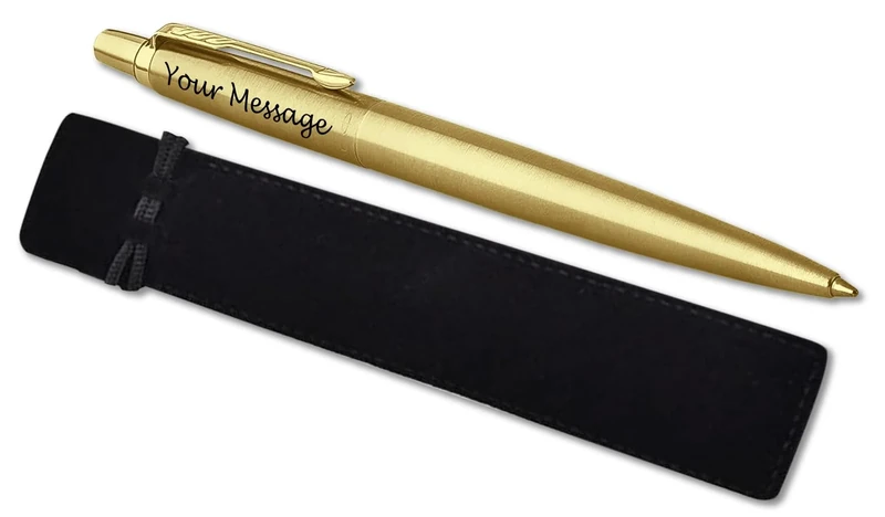 Parker Jotter Stainless Steel personalised parker pen engraved In Classy Gift Bag Ideal Valentine's day, Birthday or Fathers Day Gift Perfect For Men & Women With Laser Engraving (Gold)