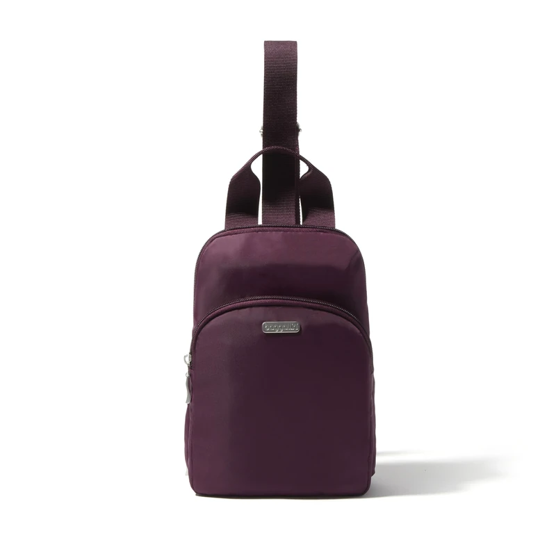 Baggallini Essential Small 12x7 Inch Sling Crossbody Bag with Convertible Adjustable Shoulder Strap, Mulberry, One Size - Image 1