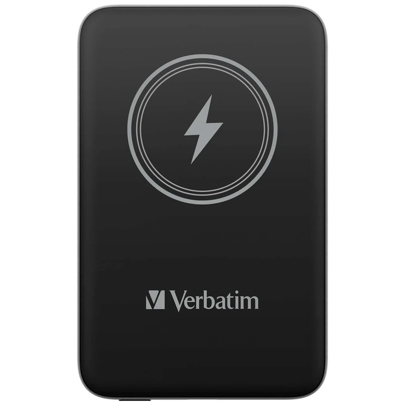 Verbatim Magnetic Power Bank 10000 mAh, Wireless Charger 15 W, 20 W PD via USB-C, Power Bank Small and Magnetic for iPhone 15, 14, 13, 12, Pro, Max, iPad, Black