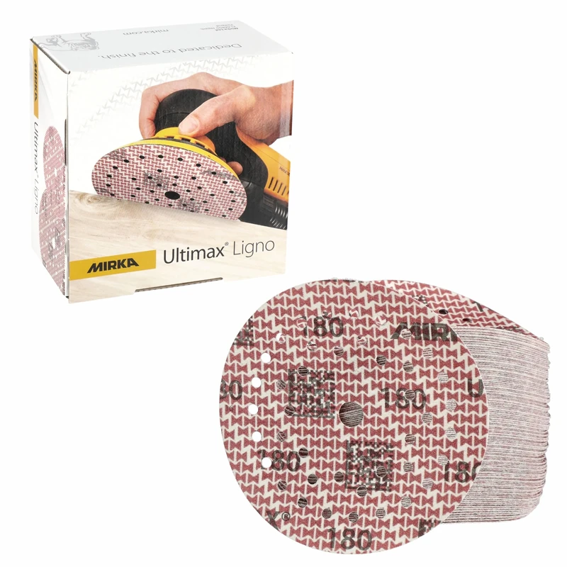 Mirka Ultimax Ligno Ø 125mm sanding discs Hook & Loop Multifit/grit 180/100 pieces/multi-perforation/for sanding wooden surfaces