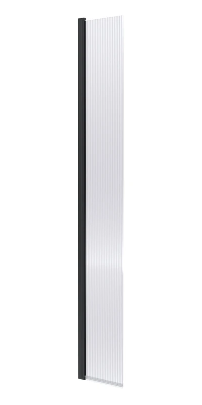 Hudson Reed WRFL19530BPHC Fluted Wetroom Modern Bathroom 8mm Toughened Safety Glass Fluted Hinged Flipper Screen, 300mm, Matt Black