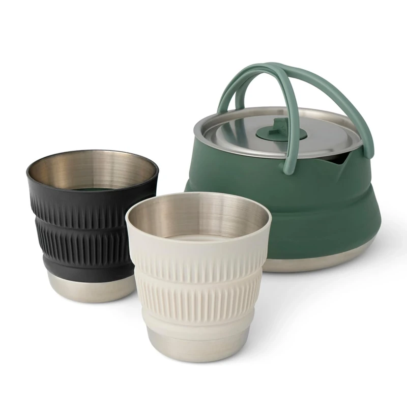 Sea to Summit Detour Stainless Steel Kettle Cook Set - [3 Piece] 1.6L Kettle, Green
