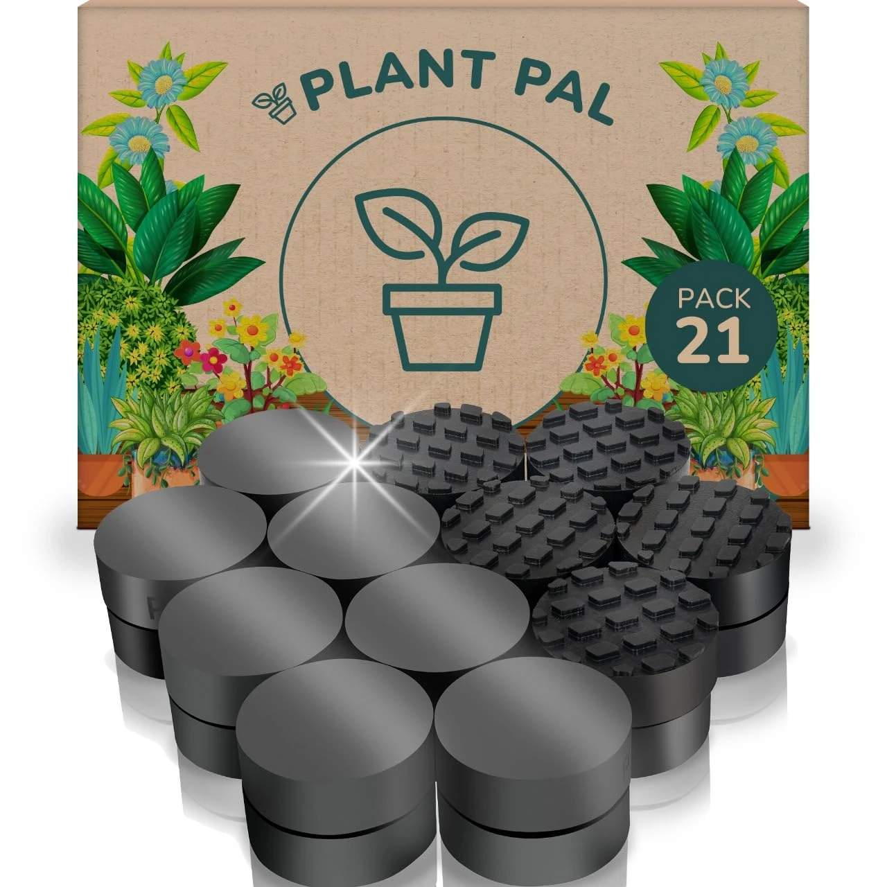 Plant Pal Invisible Pot Feet, Solid Rubber Pots Risers for Plants and Flowers, Non-Slip Surface Grip, Adhesive Plant Pots Lifters for Patios, Decks, Gardens and Floors