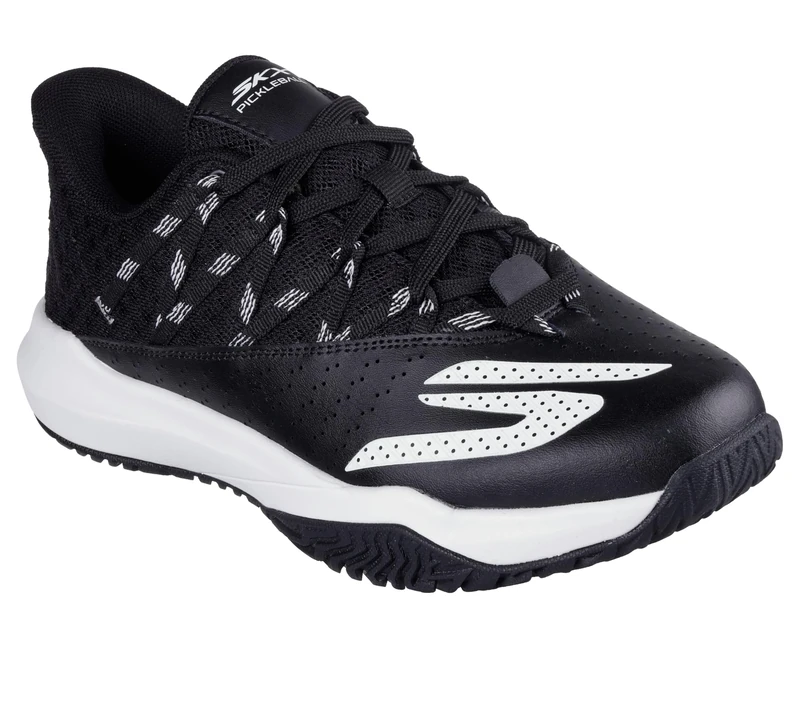 Skechers Women's Viper Court Rally Pickleball Sneaker, Black/White, 3.5 UK