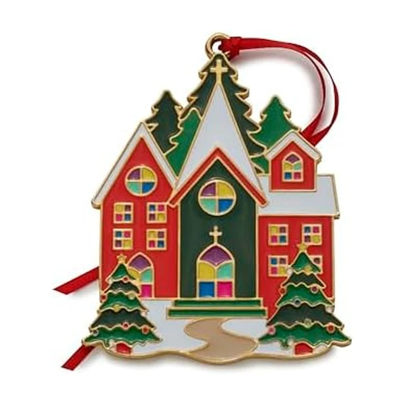 Wallace 2024 Gold Plated and Enameled Christmas Village Ornament - Church 1st Edition - Image 1