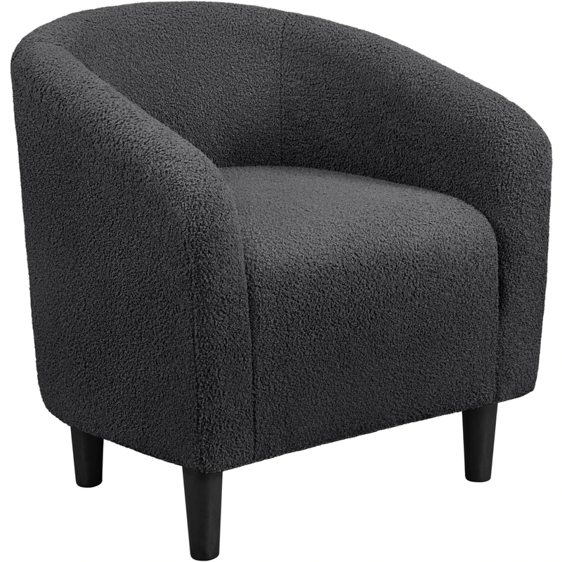 Yaheetech Tub Chair, Accent Chairs for Living Room, Boucle Fabric Armchair, Cozy Barrel Chair with Sturdy Legs for Bedroom/Office/Cafe Bar, Dark Grey