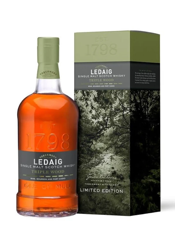 Ledaig Triple Wood Single Malt Scotch Whisky, 70cl | 53.8% ABV | Peppery, Smoky and Spicy Artisanal Whisky | Hebridean peated Single Malt Whisky
