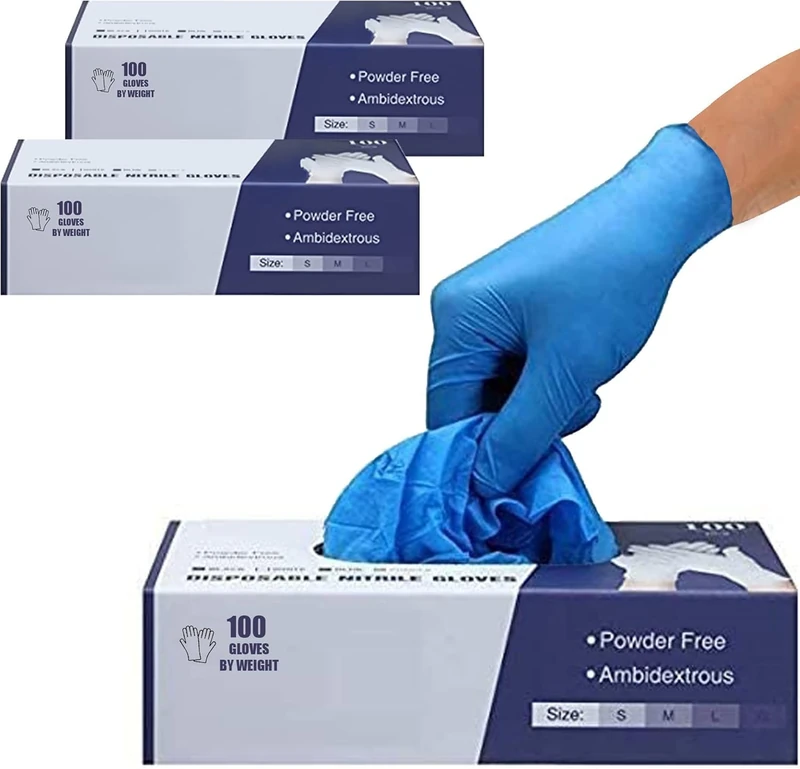 PRAIMA Surgicals Powder Free Nitrile Gloves, Food Grade, Hand Disposable Gloves - 1000 Count - Blue (1000, Large)