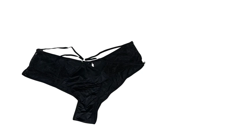 Victoria's Secret Strappy Lace Cheeky Panty/Underwear Color Black New, Pure Black, XL