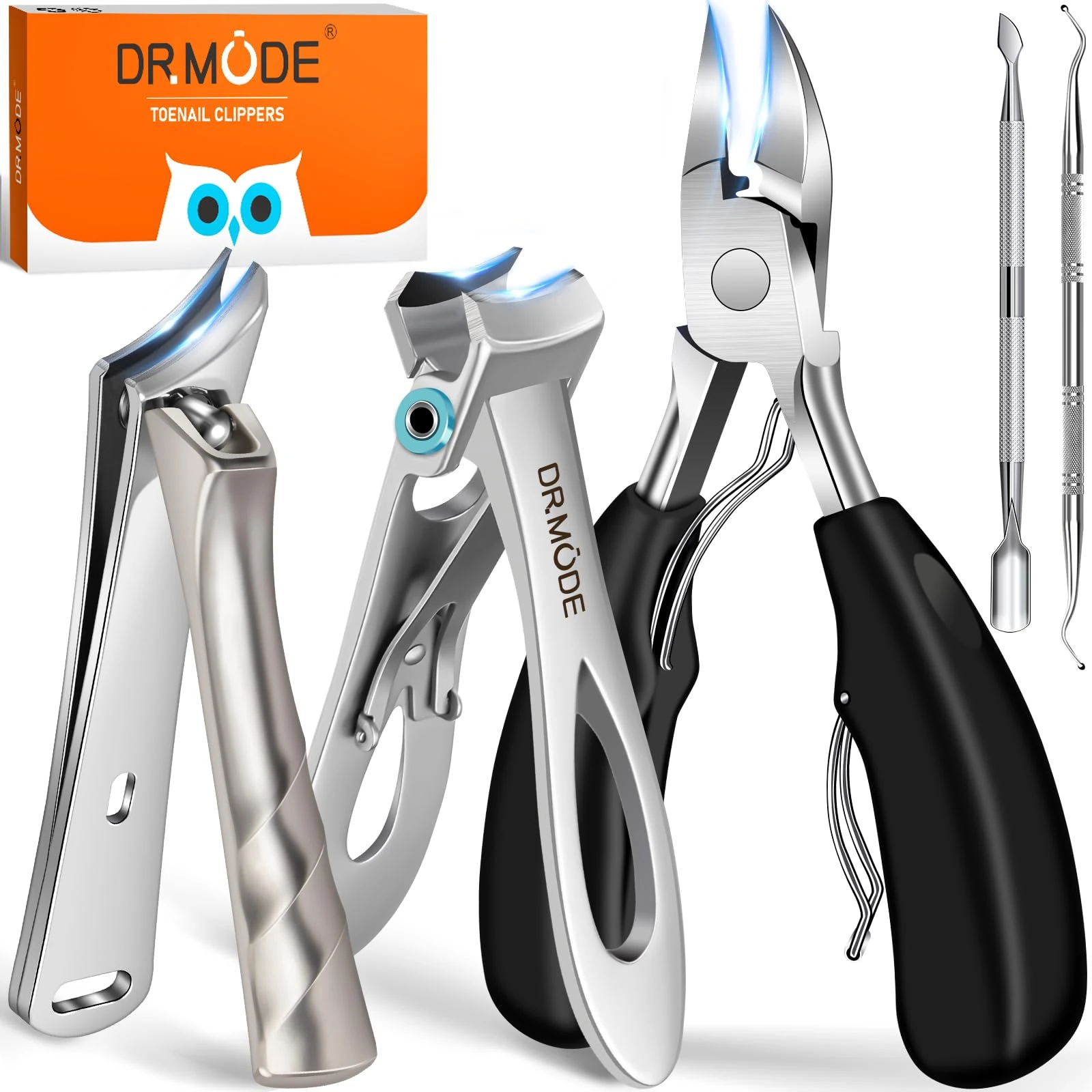 Toenail Clippers for Seniors Thick Toenails, DRMODE Slanted Toe Nail Clippers for Men Thick Nails with Wide Opening, Heavy Duty Sharp Ingrown Toenail Clippers Nail Cutter Long Handle