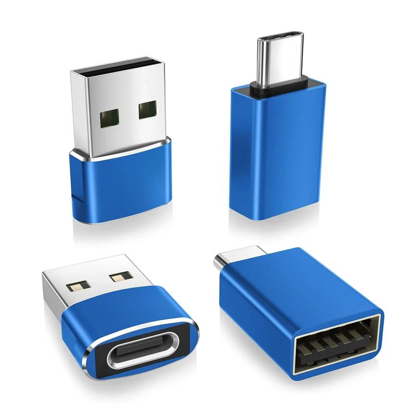 BASESAILOR USB to USB C Adapter with USBC Male to USB A Female 3.0 4Pack,Thunderbolt 4 3 OTG Charger Converter for MacBook,iPhone 17 16 15 14 13 Plus Pro Max,iPad Air Mini,Samsung Galaxy S23 S22 Ultra