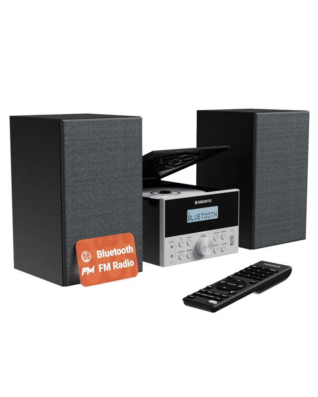 5.2 Bluetooth CD Player with Speakers | Powerful 20W Compact HiFi System with EQ Settings | FM Radio, 30 Presets, Wooden Build, Remote Included | USB, AUX, Plays MP3, CDs, CD-Rs | Oakcastle HIFI150