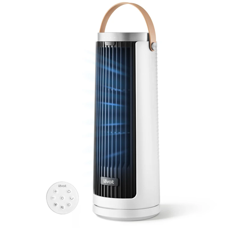 Levoit Tower Fan for Bedroom, 20dB Ultra Quiet, 2.5W-7.5W Energy Efficient, Compact Desk Fan with Strong yet Gentle Cooling Airflow, 12H Timer, 90°Oscillation, 13'' Portable, Powerful & Valuable