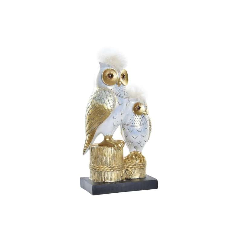 AlexandreHouse Figura Resina 14,5x9x26 Buhos Dorado Meti_FD195836, Multicolour