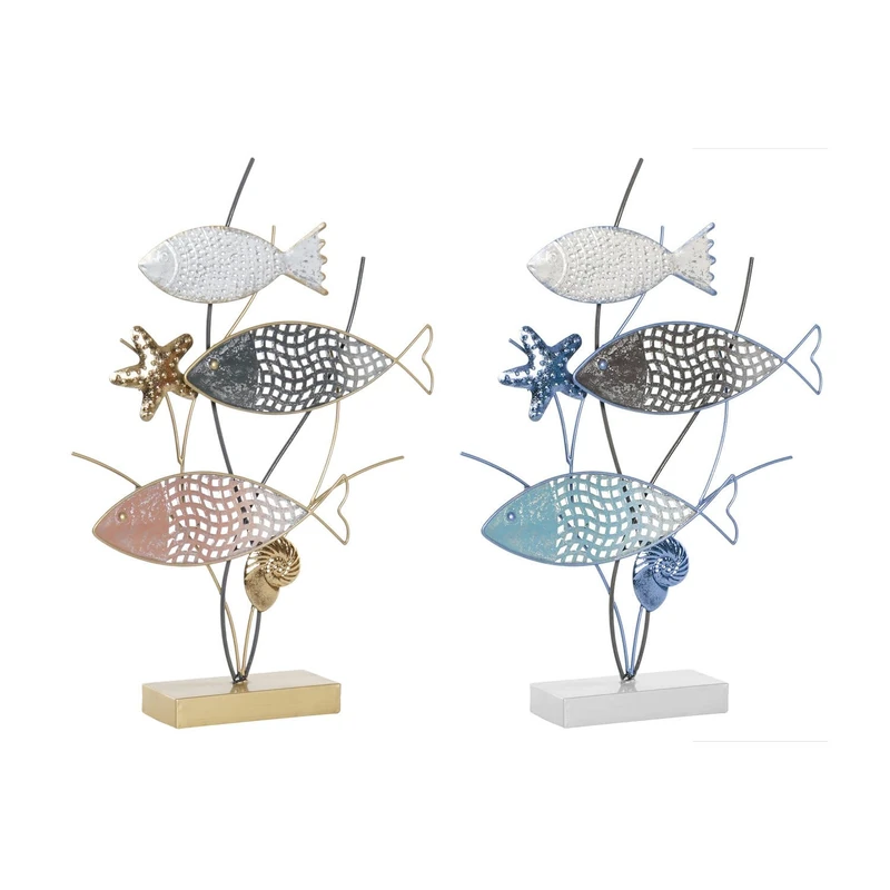 Decoration Madera Metal 39.5 x 8 x 55.5 Peces 2 Surt. - Image 1