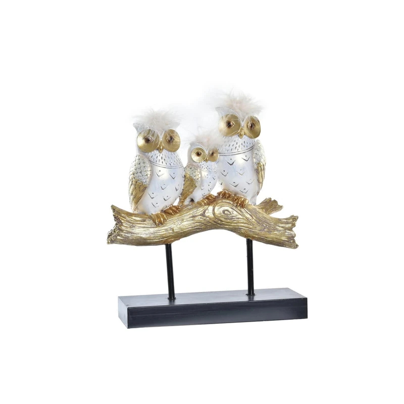 AlexandreHouse Figura Resina 24x9x26 Buhos Tronco Dorado Meti_FD195837, Multicolour - Image 1