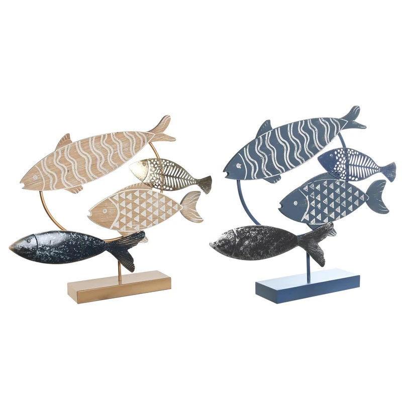 Decoration Metal Madera 53 x 9 x 45 cm Peces 2 Surt.