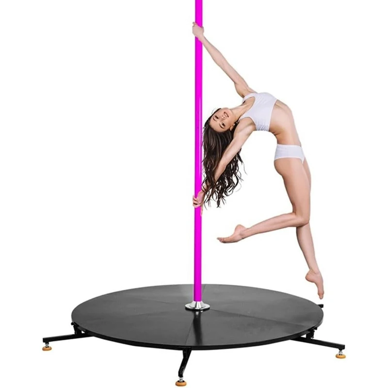 Dance Pole Stage Kit - Professional 45mm Stripper Pole Spinning Static Dancing Pole Removable Portable Dance Pole Stage with Mobile Trolley for Indoor Outdoor Performance, Height 3.1m