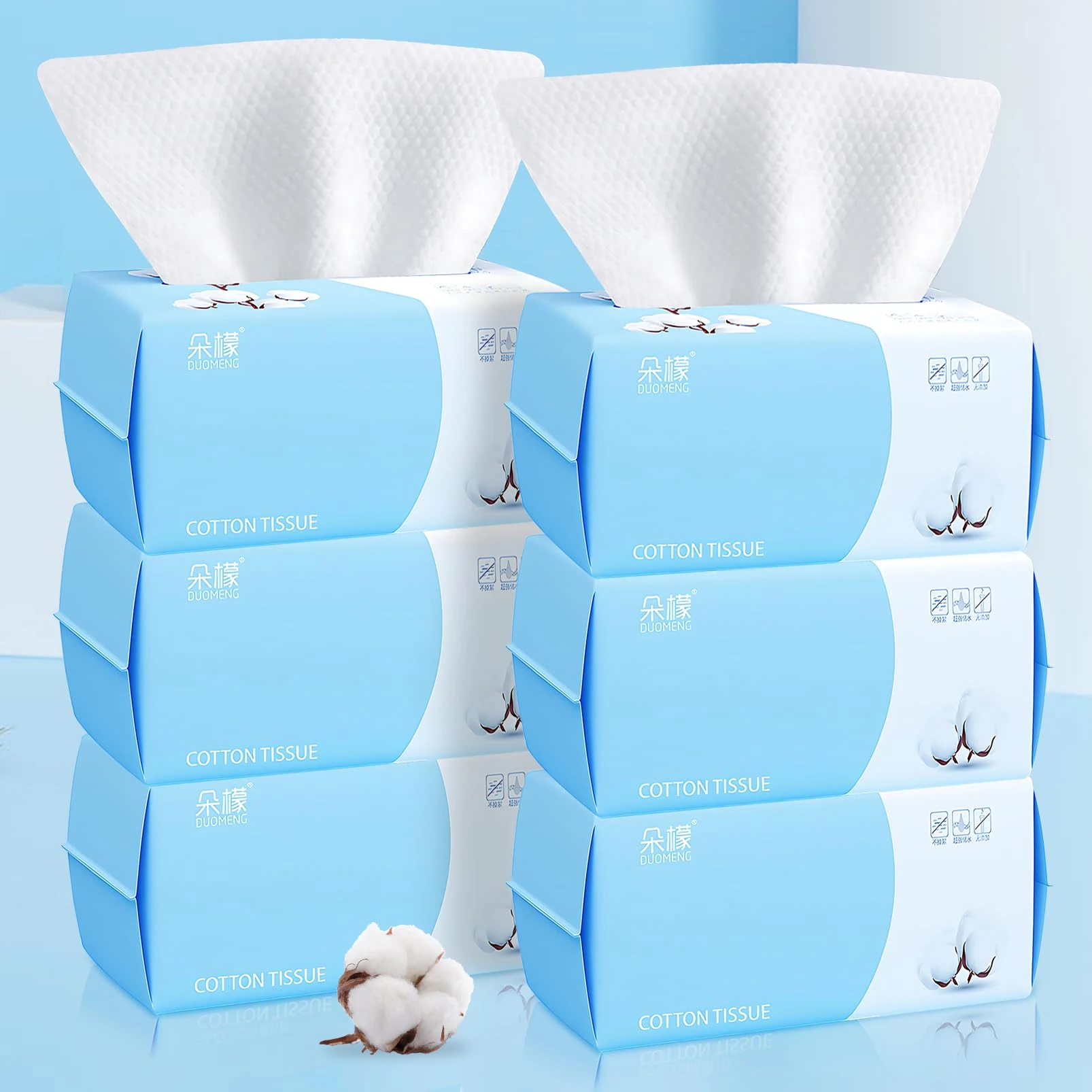 Cotton Facial Dry Wipes 600 Count, Deeply Cleansing Disposable Face Towel Cotton Tissue, Multi-Purpose for Skin Care, Make-up and Face Wipes
