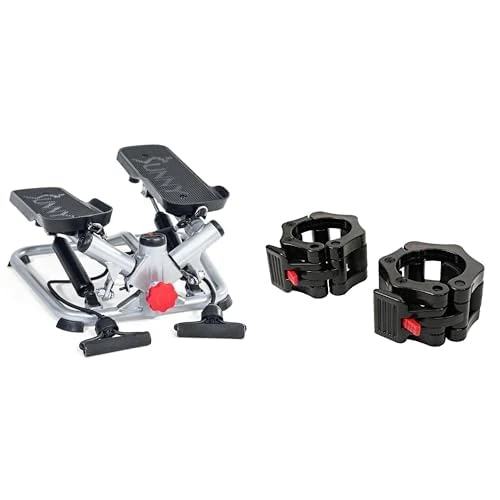 Sunny Health & Fitness Advanced Twist Stepper Machine with Resistance Bands - SF-S0979 + Locking Collar Clamps with Quick Release for Olympic Barbells for Pro Training