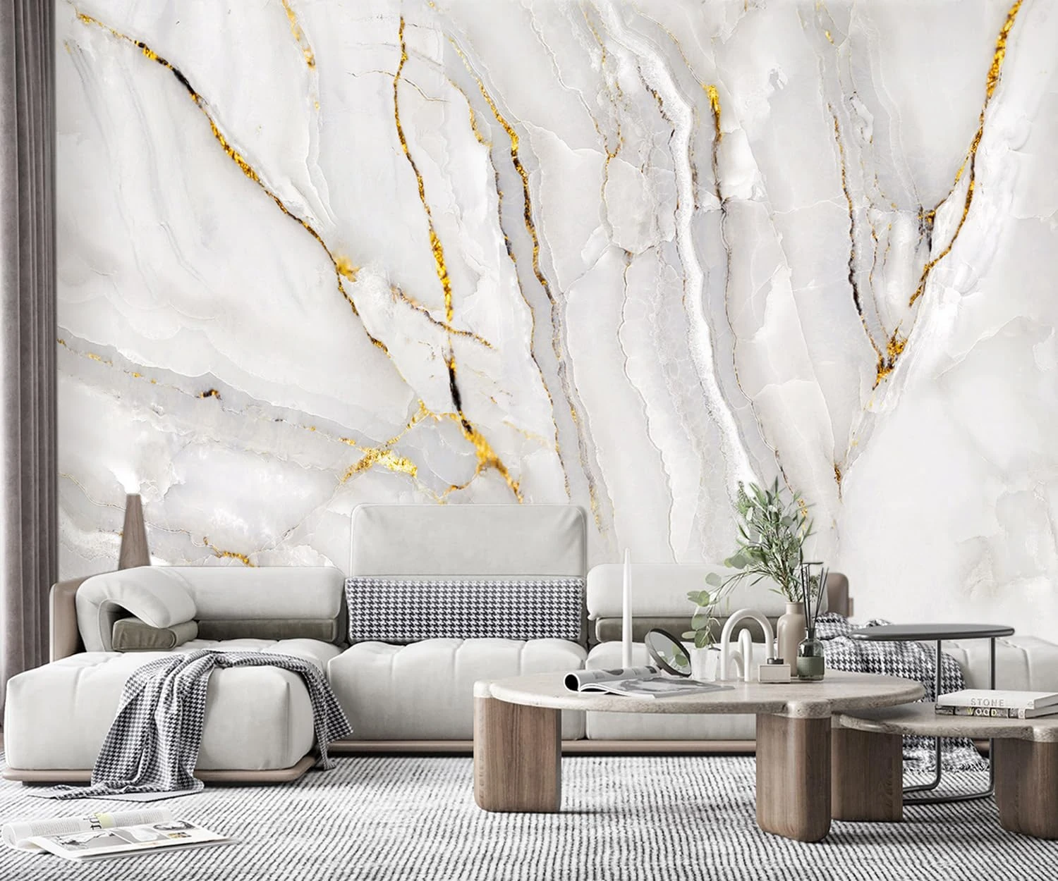 YQWDMX -Gold Marble Fabric Wallpaper Abstract Texture Mural Living Room 140" x 91" (Not Peel and Stick)