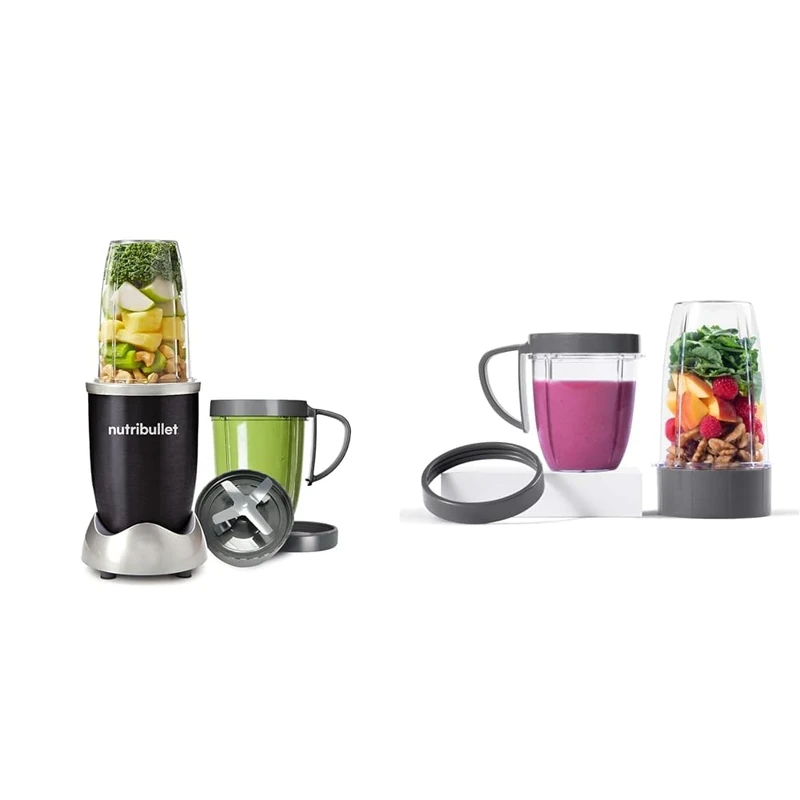 NUTRiBULLET NB-101S - Nutrient Extractor High Speed Blender - 600W 8 Piece Set - Black + NutriBullet Deluxe Upgrade Kit (As Seen on High Street TV), Packaging may vary